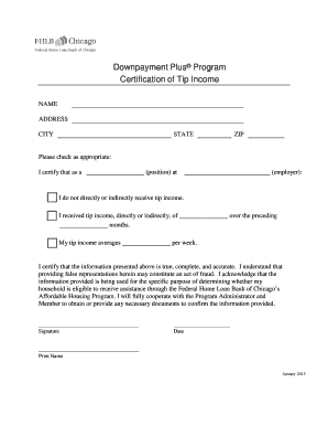 Certification of Tip Income