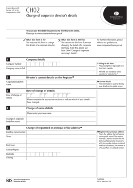 UK Change of Corporate Director Details Form
