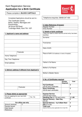 Application for a Birth Certificate