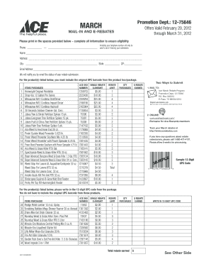 Ace Hardware March Rebate Form