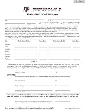 Flexible Work Schedule Request Form