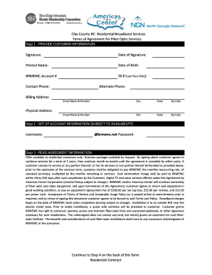 Clay County NC Residential Broadband Services Agreement