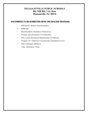 New Jersey Stockholder Disclosure Certification