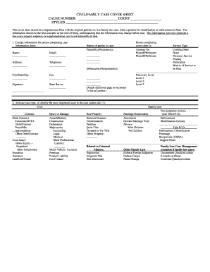 Civil/Family Case Cover Sheet