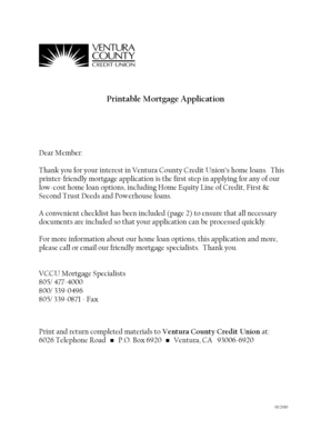 Printable Mortgage Application