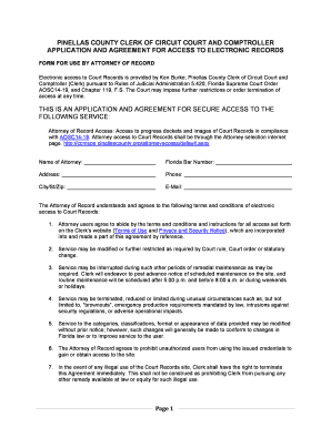 Pinellas County Attorney of Record Access Agreement