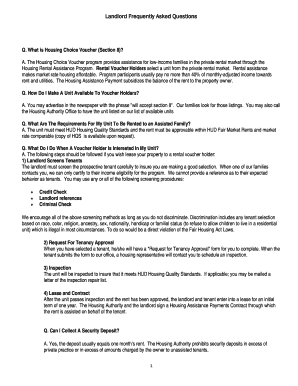 Housing Choice Voucher Program Landlord Declaration