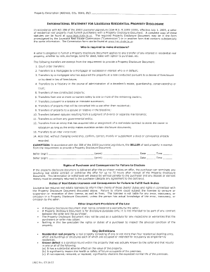 Louisiana Residential Property Disclosure Form