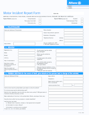 Motor Incident Report Form