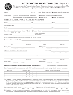 International Student Data Form