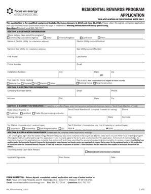 Residential Rewards Program Application