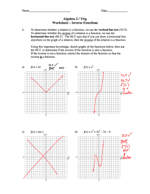 Algebra 2 / Trig Inverse Functions Worksheet