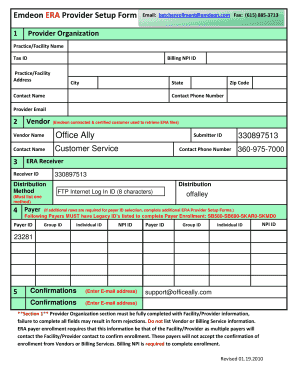 Emdeon ERA Provider Setup Form