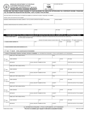 Missouri Registration Change Request Form