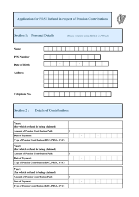 PRSI Refund Application for Pension Contributions