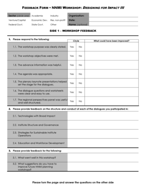 Workshop feedback report - FEEDBACK FORM NNMI W - Manufacturing.gov! - manufacturing