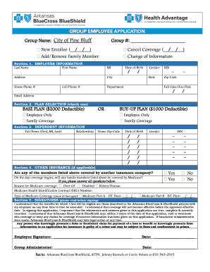 City of Pine Bluff Health Insurance Enrollment Form