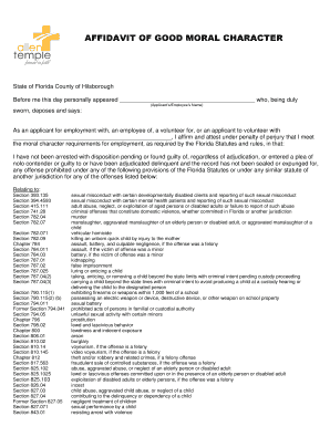 Affidavit of Good Moral Character