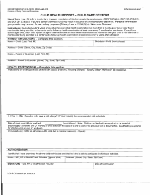 Child Health Report Form