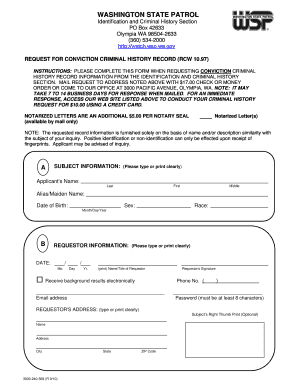 Washington State Criminal History Record Request