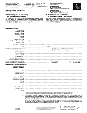 Anmeldung zur HANNOVER MESSE 2013