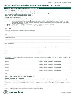 Northern Trust UCITS Account Opening Form