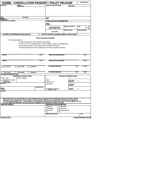 Insurance Policy Cancellation Request Form