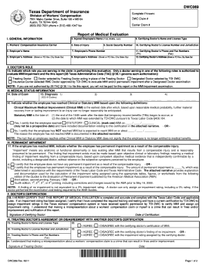 Texas Workers' Compensation Medical Evaluation Form