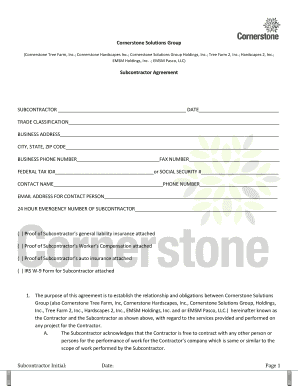 Cornerstone Subcontractor Agreement