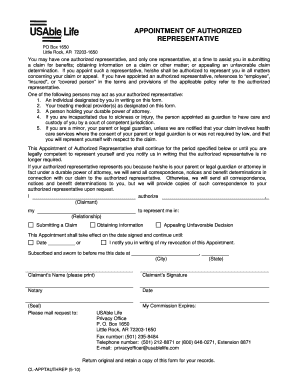 Appointment of Authorized Representative