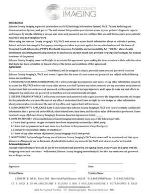 Johnson County Imaging RIS PACS Web Portal Agreement