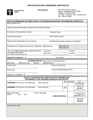 Application for Marriage Certificate