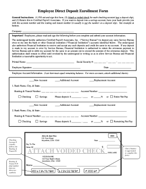 Employee Direct Deposit Enrollment Form
