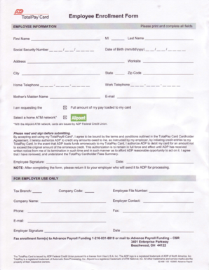 TotalPayCard Employee Enrollment Form