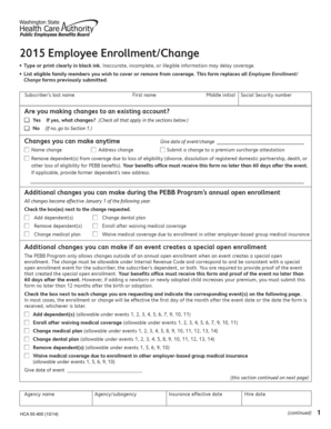 2015 Employee Enrollment Change Form