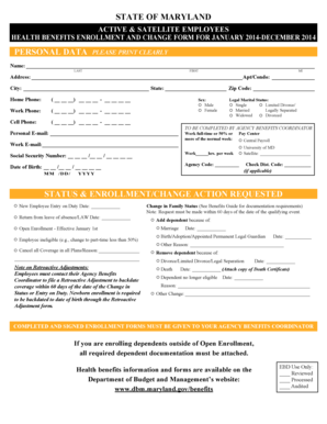 Maryland Health Benefits Enrollment Form