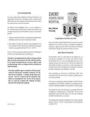 Georgia Paternity Acknowledgement Form