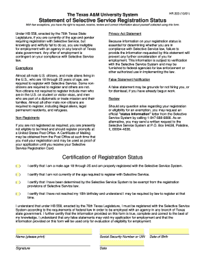 Texas A&M University System HR 203 Form
