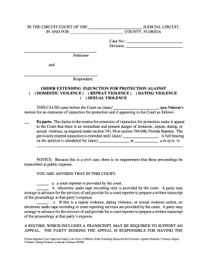 Order Extending Injunction for Protection Against Violence