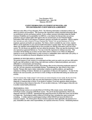 Psychotherapist-Client Services Agreement