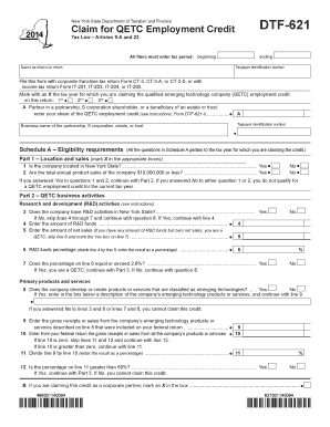 New York QETC Employment Credit Form DTF-621