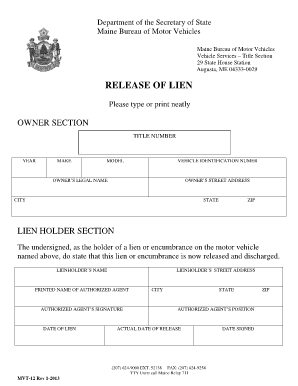 Maine Release of Lien Form