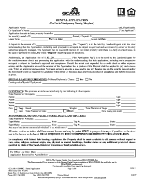 Montgomery County Rental Application