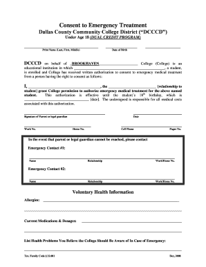 Consent to Emergency Treatment