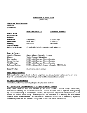 Adoption Home Study Form