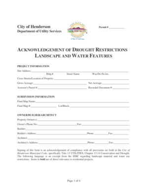 Acknowledgement of Drought Restrictions