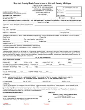 Residential Driveway Permit Application