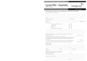 Formal Hospitality Business Offer Form