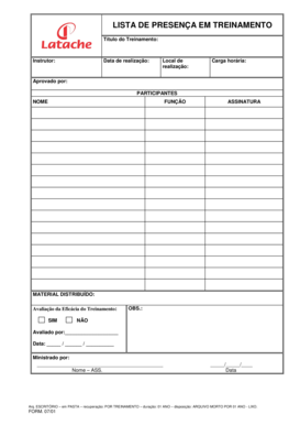 Lista de Presença em Treinamento