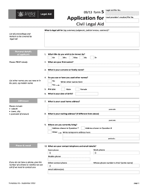 Civil Legal Aid Application Form 5